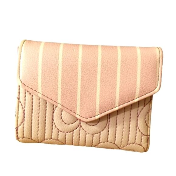 Betsy Johnson Pink and Purple Short Tri-fold Card Wallet - Picture 1 of 7